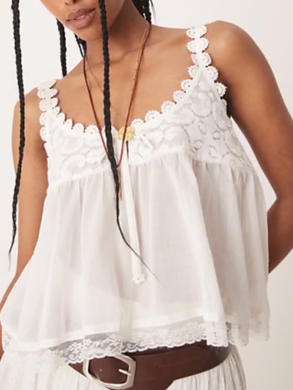 NWT Free People Stevie Lace Tank in Clean Ivory Size Medium